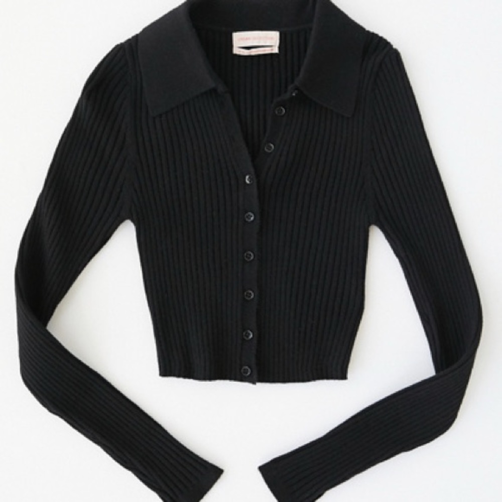 UO Skylar Ribbed Button-Front Cropped Sweater - Picture 2 of 5